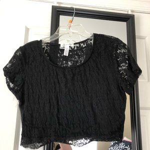 black lace crop top